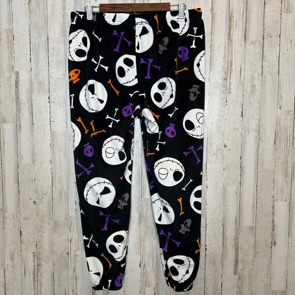 Disney Jack Skellington Pajama Pants Large Nightmare Before Christmas Plush EUC - Picture 1 of 9